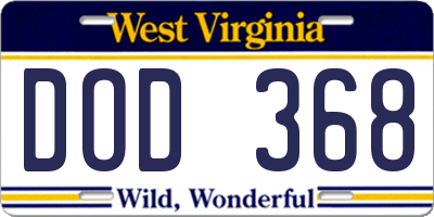 WV license plate DOD368
