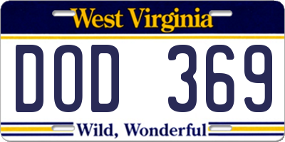 WV license plate DOD369