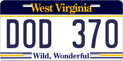 WV license plate DOD370
