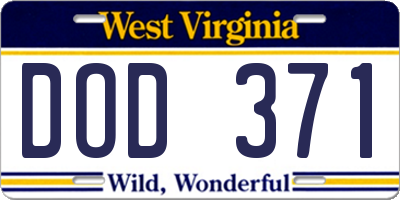 WV license plate DOD371