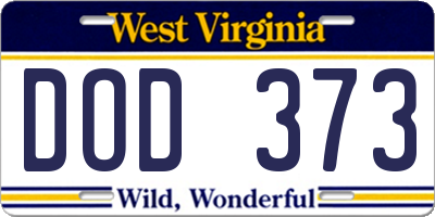 WV license plate DOD373