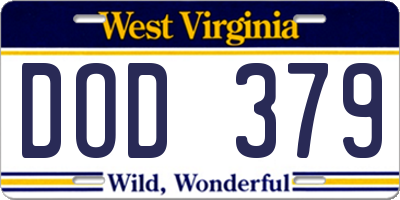 WV license plate DOD379
