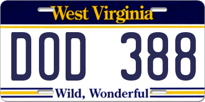 WV license plate DOD388