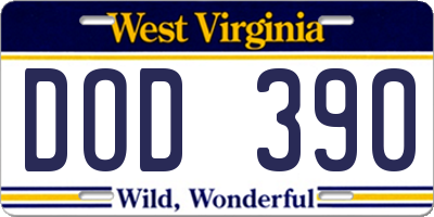 WV license plate DOD390