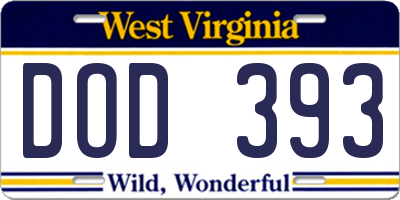 WV license plate DOD393