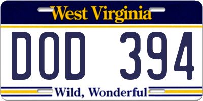 WV license plate DOD394