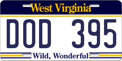 WV license plate DOD395