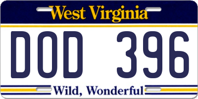 WV license plate DOD396