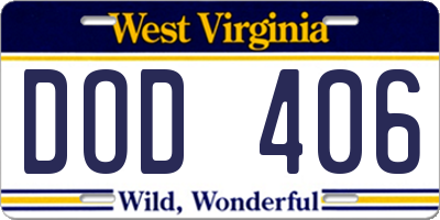 WV license plate DOD406