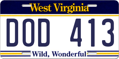 WV license plate DOD413