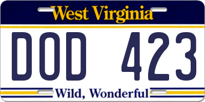 WV license plate DOD423