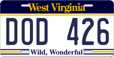 WV license plate DOD426