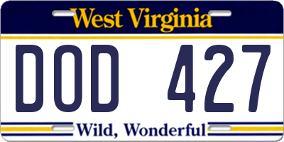 WV license plate DOD427