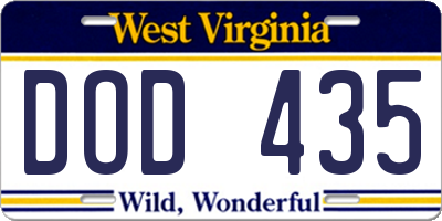 WV license plate DOD435