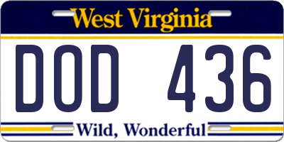 WV license plate DOD436