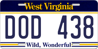 WV license plate DOD438
