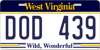 WV license plate DOD439