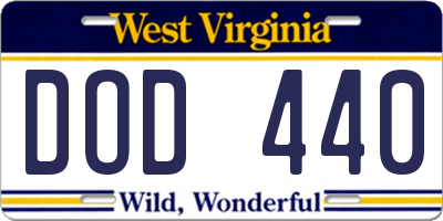 WV license plate DOD440