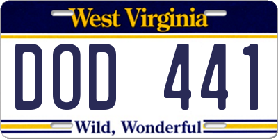 WV license plate DOD441
