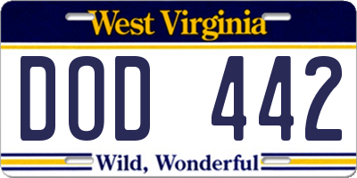 WV license plate DOD442