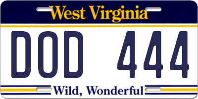 WV license plate DOD444