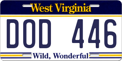 WV license plate DOD446