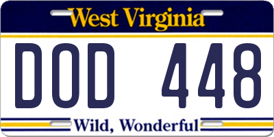 WV license plate DOD448