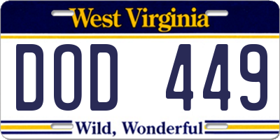 WV license plate DOD449