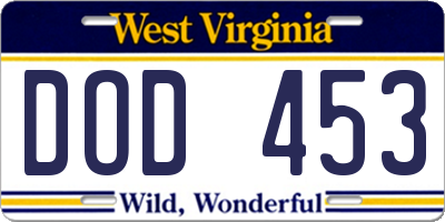 WV license plate DOD453
