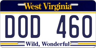 WV license plate DOD460