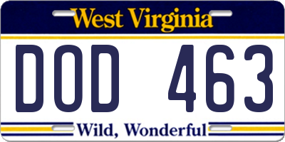 WV license plate DOD463