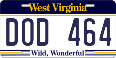 WV license plate DOD464