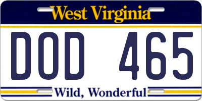 WV license plate DOD465