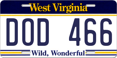 WV license plate DOD466