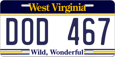 WV license plate DOD467