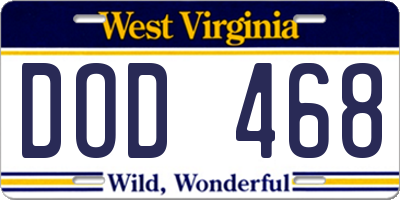 WV license plate DOD468