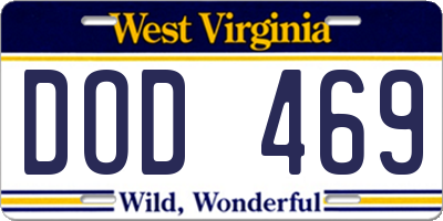 WV license plate DOD469