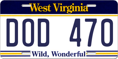 WV license plate DOD470