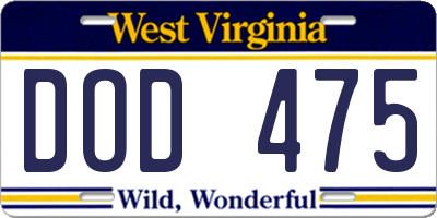 WV license plate DOD475