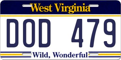 WV license plate DOD479