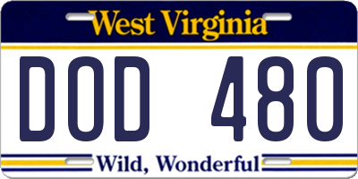WV license plate DOD480