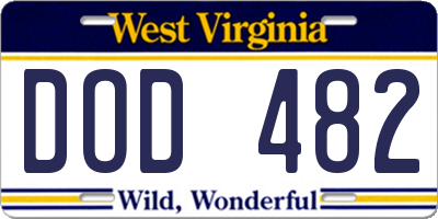 WV license plate DOD482