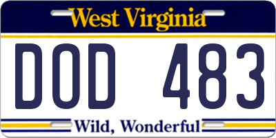 WV license plate DOD483