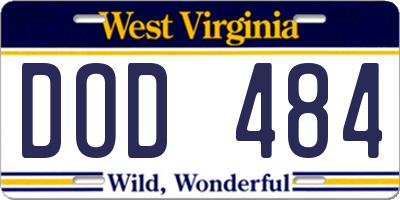 WV license plate DOD484