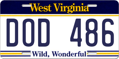 WV license plate DOD486