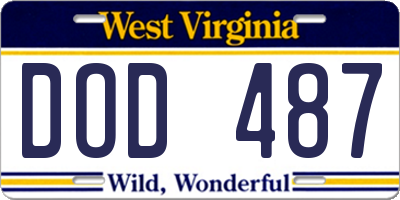 WV license plate DOD487