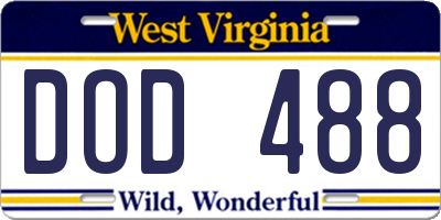 WV license plate DOD488