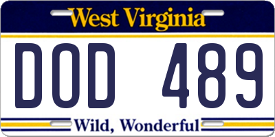 WV license plate DOD489