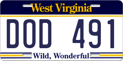 WV license plate DOD491