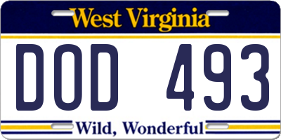 WV license plate DOD493